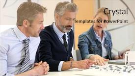  Presentation with architects - Colorful PPT theme enhanced with architects working together on real-estate project backdrop and a coral colored foreground