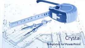 Presentation with tape measure - Audience pleasing slides consisting of architectural blueprint - house plan compass tape measure backdrop and a sky blue colored foreground