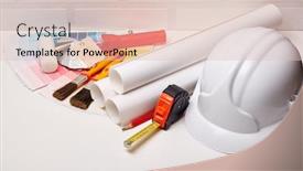  Presentation with construction design - Slides having architectural-blueprints-construction-hard-hat background and a lemonade colored foreground