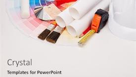  Presentation with engineering design - Slide deck consisting of architectural-blueprints-construction-hard-hat background and a white colored foreground