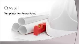  Presentation with safety workplace - Colorful theme enhanced with architectural blueprints safety helmet building level on a white background architect workplace engineering tools backdrop and a white colored foreground