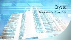  Presentation with architectural - Cool new theme with architectural building against clear sky against futuristic technology interface backdrop and a arctic colored foreground