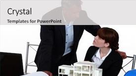  Presentation with company profile - Audience pleasing presentation theme consisting of architectural company profile - architects discussing a project backdrop and a light gray colored foreground