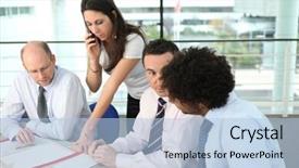  Presentation with architects - Slide set having architectural company profile - architects meeting background and a light blue colored foreground