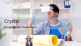  Presentation with architectural - Presentation design featuring architectural compare - young designer with virtual reality background and a light blue colored foreground