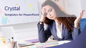  Presentation with female office graphics - Beautiful PPT layouts featuring architectural compare - young female designer working backdrop and a  colored foreground