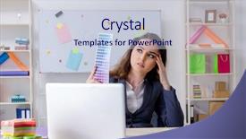  Presentation with female office graphics - Amazing presentation design having architectural compare - young female designer working backdrop and a  colored foreground