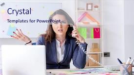  Presentation with working - Slide set consisting of architectural compare - young female designer working background and a  colored foreground