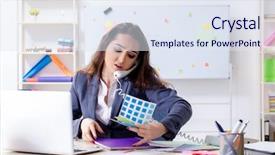  Presentation with female office graphics - Amazing presentation theme having architectural compare - young female designer working backdrop and a sky blue colored foreground