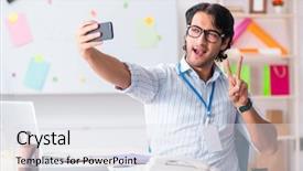  Presentation with working - PPT theme having architectural compare - young handsome male designer working background and a  colored foreground