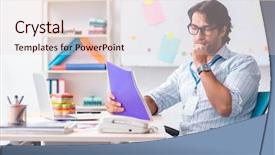  Presentation with interior design office - Cool new theme with architectural compare - young handsome male designer working backdrop and a  colored foreground