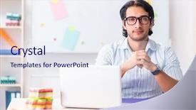  Presentation with young students working in groups - Slide set enhanced with architectural compare - young handsome male designer working background and a  colored foreground