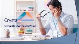  Presentation with interior design office - Presentation theme featuring architectural compare - young handsome male designer working background and a  colored foreground