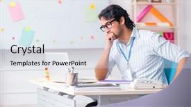  Presentation with architectural - PPT theme having architectural compare - young handsome male designer working background and a sky blue colored foreground