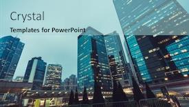  Presentation with complex - Colorful PPT theme enhanced with architectural-complex-against-sky backdrop and a light blue colored foreground