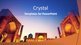  Presentation with architecture - Beautiful slide deck featuring architectural-detail-in-ancient-architecture backdrop and a teal colored foreground