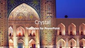  Presentation with architecture - Beautiful slide set featuring architectural-detail-in-ancient-architecture backdrop and a coral colored foreground