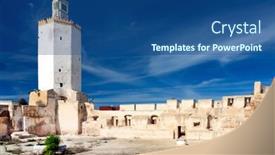  Presentation with morocco - PPT theme enhanced with architectural-detail-in-el-jadida background and a ocean colored foreground