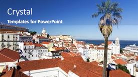  Presentation with architectural - Amazing slide set having architectural-detail-in-lisbon-portugal backdrop and a teal colored foreground