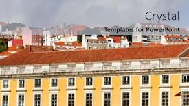  Presentation with architectural - Beautiful PPT theme featuring architectural-detail-in-lisbon-portugal backdrop and a light gray colored foreground