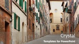  Presentation with world heritage - Colorful slide deck enhanced with architectural-detail-in-siena-toscana backdrop and a violet colored foreground