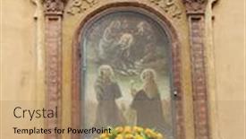  Presentation with world heritage - Audience pleasing PPT layouts consisting of architectural-detail-in-siena-toscana backdrop and a coral colored foreground