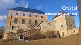  Presentation with architectural - Slides consisting of architectural-detail-of-akershus-fortress background and a teal colored foreground