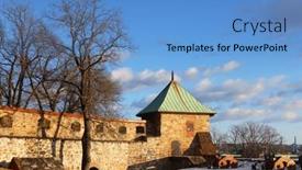  Presentation with architectural - Slide set having architectural-detail-of-akershus-fortress background and a teal colored foreground