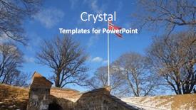  Presentation with architectural - PPT theme having architectural-detail-of-akershus-fortress background and a teal colored foreground