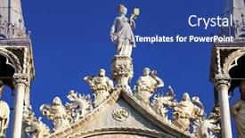  Presentation with architectural - Beautiful presentation design featuring architectural detail of basilica san marco venice italy - sunset light backdrop and a ocean colored foreground