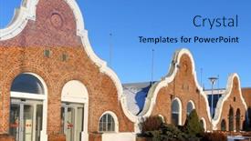  Presentation with architectural - Presentation theme enhanced with architectural-detail-of-honefoss-city background and a teal colored foreground