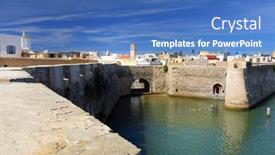  Presentation with unesco - Beautiful PPT theme featuring architectural detail of mazagan el jadida morocco - a portuguese fortified port city registered as a unesco world heritage site backdrop and a teal colored foreground