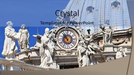  Presentation with rome italy - Slide deck consisting of architectural detail of san pietro background and a light blue colored foreground