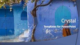  Presentation with morocco - Beautiful slide deck featuring architectural details in chefchaouen morocco backdrop and a teal colored foreground