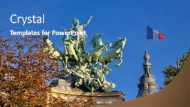  Presentation with paris france - Presentation theme featuring architectural-details-of-grand-palais background and a teal colored foreground