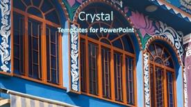  Presentation with windows - PPT theme enhanced with architectural-details-of-the-windows background and a ocean colored foreground