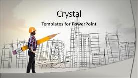  Presentation with female ovary cycle - Presentation theme featuring architectural drawing - architect female designer background and a  colored foreground