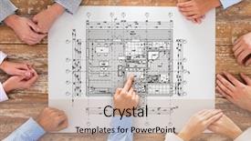  Presentation with team work - Audience pleasing slide set consisting of architectural drawing - business people architecture and team backdrop and a coral colored foreground