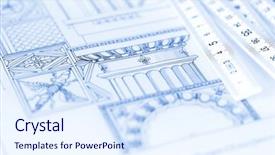  Presentation with architectural - Slide deck consisting of architectural drawing - detail column folding ruler background and a sky blue colored foreground