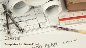  Presentation with architectural drawings - Presentation theme having architectural-drawings-tools background and a lemonade colored foreground