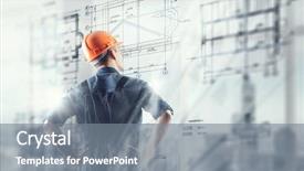  Presentation with builder - Presentation theme with architectural engineering - builder man draw project mixed background and a gray colored foreground