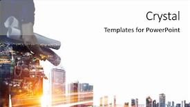  Presentation with engineering - Slide set consisting of architectural engineering - engineer woman and cityscape mixed background and a white colored foreground