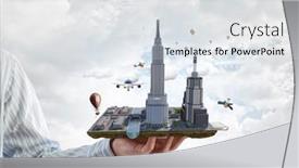  Presentation with architectural - Slide set having architectural-exterior-project-mixed-media background and a sky blue colored foreground