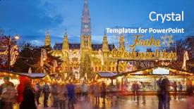  Presentation with merry christmas - Amazing presentation design having architectural marketing - rathaus and christmas market backdrop and a teal colored foreground