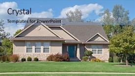  Presentation with tan - Slides consisting of architectural marketing - tan house in early fall background and a light blue colored foreground