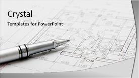  Presentation with architectural - Cool new slides with architectural plans and pen backdrop and a white colored foreground