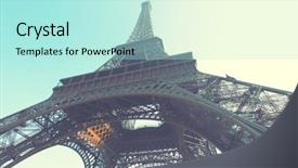  Presentation with eiffel tower paris france - Beautiful presentation theme featuring architectural poster - eiffel tower in paris france backdrop and a mint green colored foreground