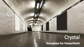  Presentation with illuminated - Audience pleasing theme consisting of architectural poster - old underground tunnel illuminated backdrop and a dark gray colored foreground
