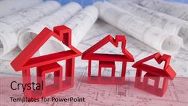  Presentation with architectural - Presentation theme consisting of architectural project and yellow helmet and house model background and a coral colored foreground