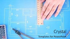  Presentation with architectural - Slide set consisting of architectural project with female hands background and a light blue colored foreground